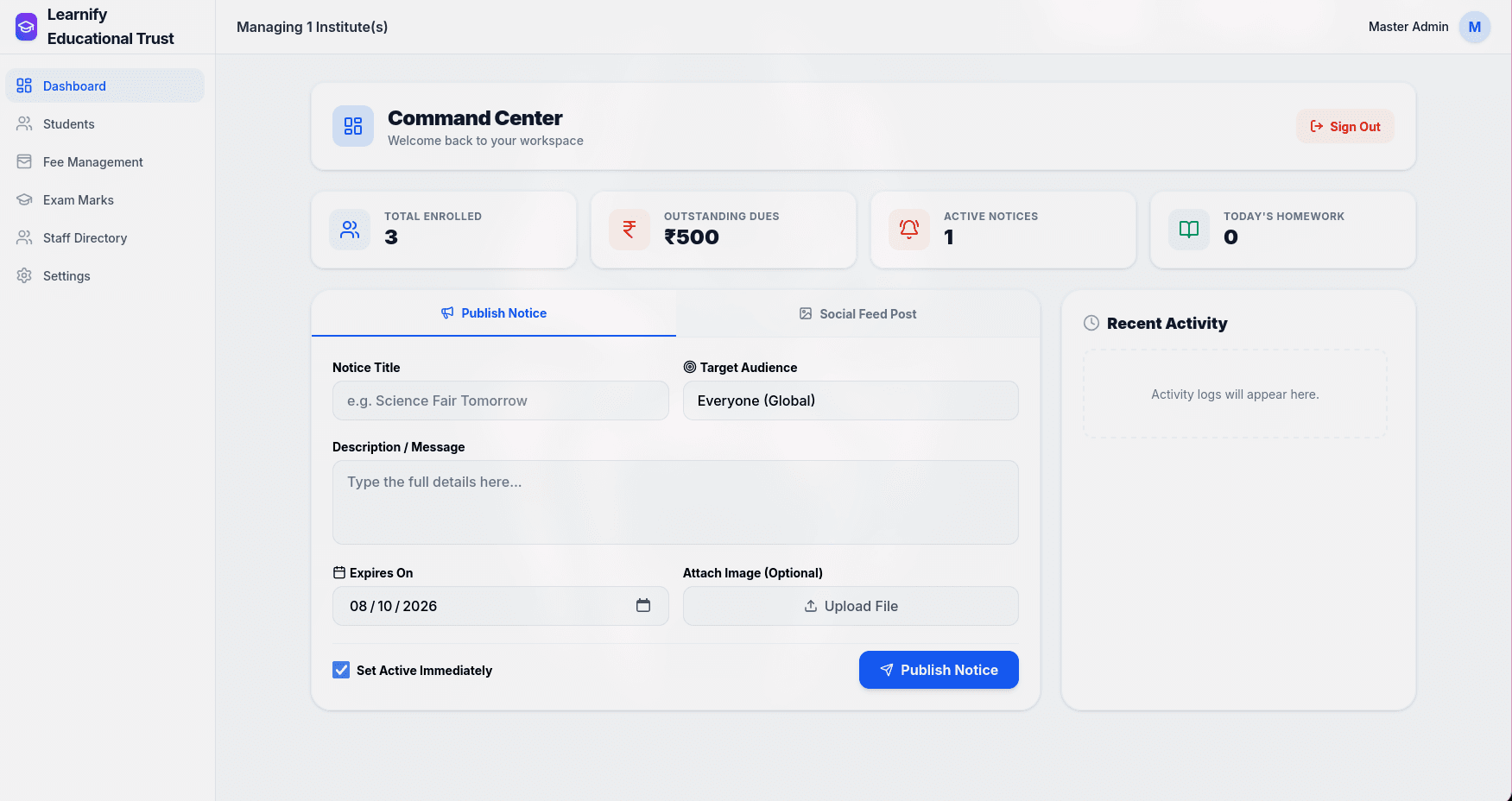 Enterprise Management Dashboard
